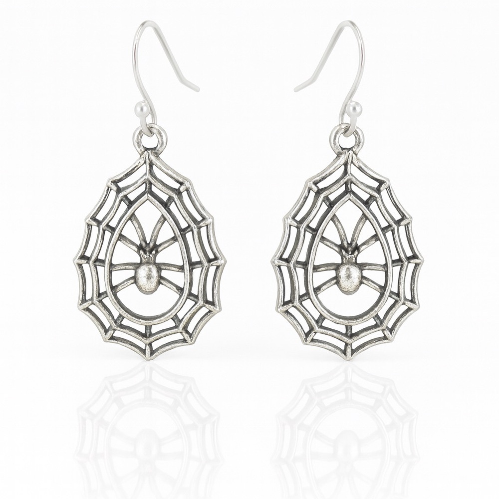 ⚜️❤️🔥 Silver Spider Web Earrings 🕷️